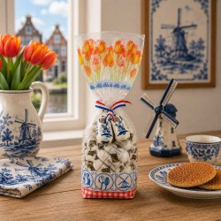 Hopjes in Holland cadeauzakje met Delfts blauwe klompjes