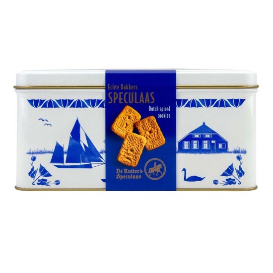 Hellema's Bakkers Speculaas in een speciale editie van het Delfts blauwe bewaar blik 