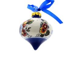 Christmas bauble windmill landscape flowers delft blue color onion shape Christmas bauble windmill landscape flowers delft blue color onion shape