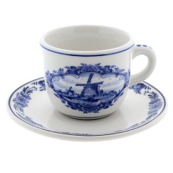 Tasse mit Untertasse Delfter Blau niederländische Windmühle klassisch Tasse mit Untertasse Delfter Blau niederländische Windmühle klassisch