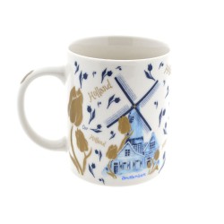 Becher Tasse Holland Holland Mühle Tulpen Gold Becher Tasse Holland Holland Mühle Tulpen Gold