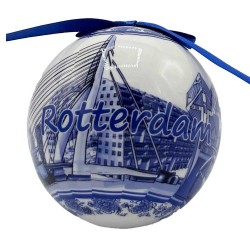Kerstbal Rotterdam iconen Delfts blauw kunststof