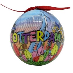 Kerstbal Rotterdam iconen tulpen kleur kunststof