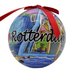 Kerstbal Rotterdam iconen kleur kunststof