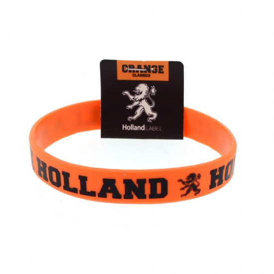 Orange Silikonarmband mit schwarzes Aufdruck Holland und Löwe