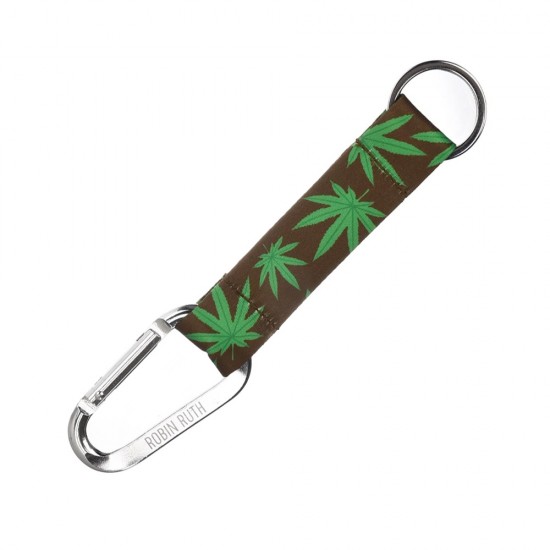 Paracord-Survival-Schlüsselanhänger mit Karabiner, verziert mit Cannabisblättern