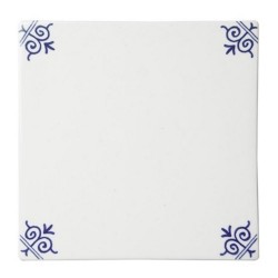 Delfter blaue Fliese mit Eckornament Delfter blaue Fliese mit Eckornament