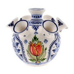 Tulpenvase Delfter Blau polychrome orange Tulpen 7 Tüllen handbemalt Tulpenvase Delfter Blau polychrome orange Tulpen 7 Tüllen handbemalt