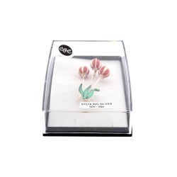 Silver colored tulip brooch in jewelry box Silver colored tulip brooch in jewelry box