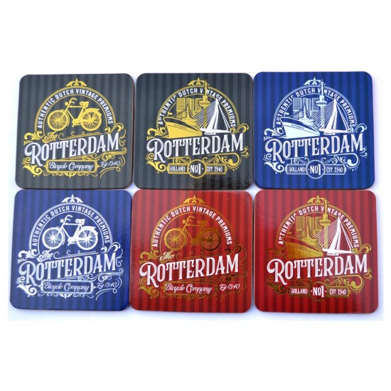 Set van 6 kurken onderzetter met classic Rotterdam afbeeldingen