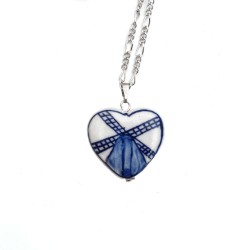 Zeeland Girl necklace Delft blue heart windmill in gift box Zeeland Girl necklace Delft blue heart windmill in gift box