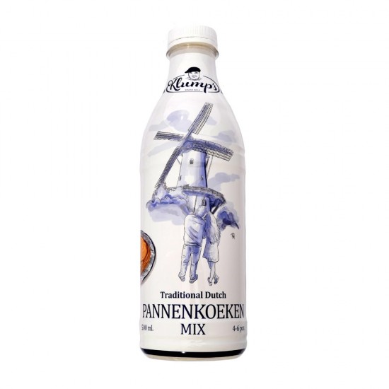 Pfannkuchenmischung in Delfter Blau in einer Flasche. Köstlicher Pfannkuchenteig nach original altholländischem Rezept