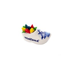 Delfter blauer Clog mit farbigen Tulpen 6 cm Delfter blauer Clog mit farbigen Tulpen 6 cm