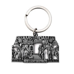 Sleutelhanger Amsterdam red light mat zilver Sleutelhanger Amsterdam red light mat zilver