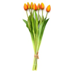 Bündel orangefarbene Tulpen künstliche Blumen in der Knospe Bündel orangefarbene Tulpen künstliche Blumen in der Knospe