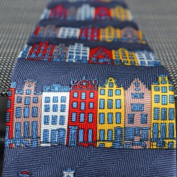 Tie silk blue canal houses color Tie silk blue canal houses color