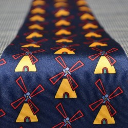 Tie silk blue windmill yellow Tie silk blue windmill yellow