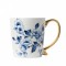 Becher Delfter Blau Design Blumen Goldohr
