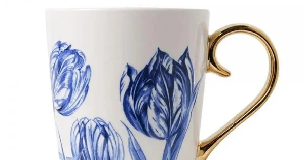 Cups and Mugs : Mug Delft blue design tulip gold ear