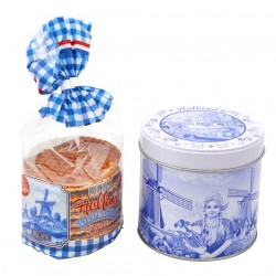 Stroopwafels in einer klassischen Delfter blauen Dose Stroopwafels in einer klassischen Delfter blauen Dose