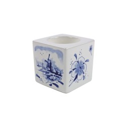 Royal Delft - Tea holder Delft blue windmill flower cube Royal Delft - Tea holder Delft blue windmill flower cube