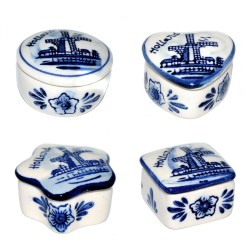 Jewelery boxes delft blue windmill holland set of 4-pieces Jewelery boxes delft blue windmill holland set of 4-pieces