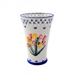 Vase tulips Delft blue openwork top Vase tulips Delft blue openwork top
