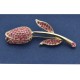 Brosche Tulpe vergoldet Strass rosa