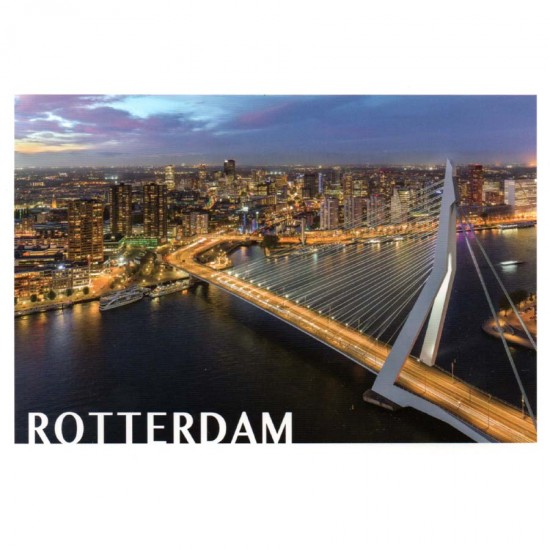 Postkarte Rotterdam Erasmusbrücke Abenddämmerung Foto