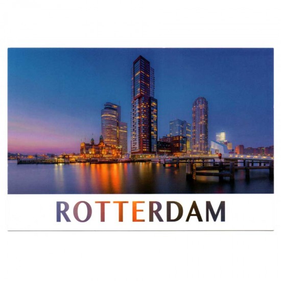 Postcard Rotterdam Wilhelminapier dusk photo