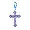Delfts blauw kerst ornament kruis met bloemmotief