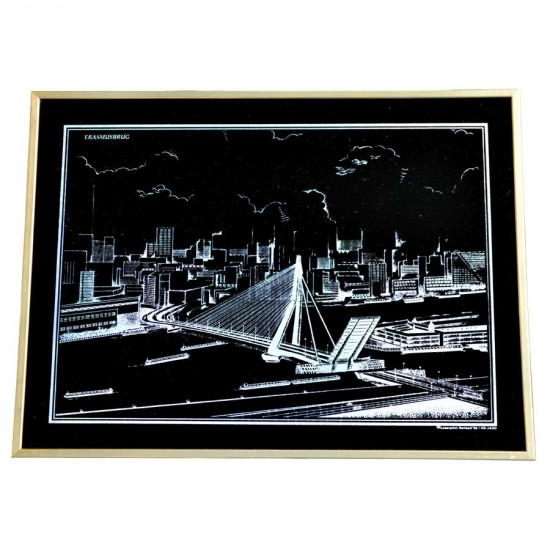 Retro Laser Print Erasmusbrücke Rotterdam