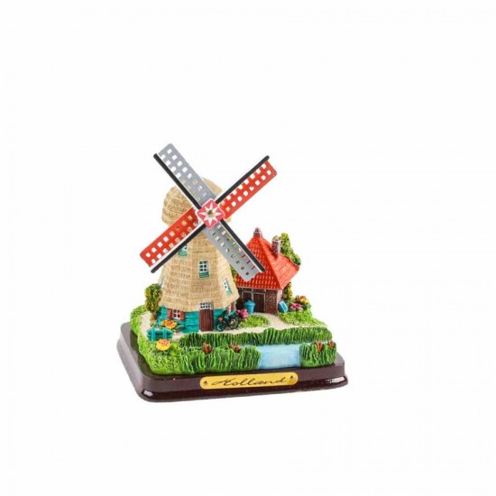 Polystone miniature of a gray dutch polder windmill Miniature polder windmill gray 12-cm
