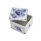 Quadratische handbemalte Delfter Blaue Schmuckschatulle mit Blumenmotiv Schmuckkästchen Delfter Blaue Blume Quadrat handbemalt