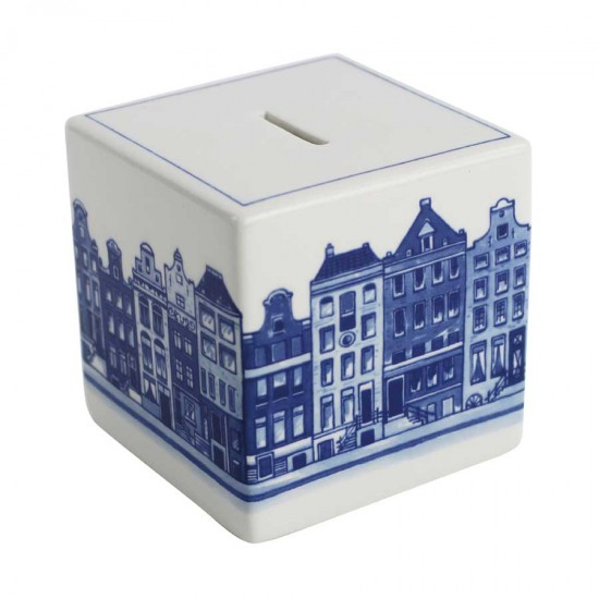 Royal Delft  Würfel Spardose Kanalhäuser