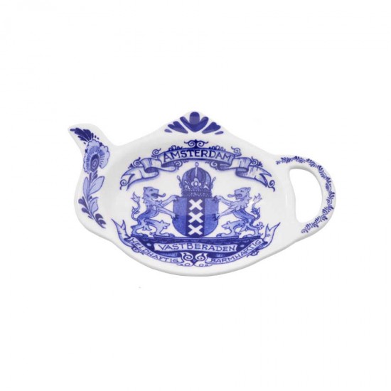 Tea bag holder coat of arms Amsterdam Delft blue