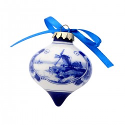 Christmas bauble windmill landscape flowers delft blue onion shape Christmas bauble windmill landscape flowers delft blue onion shape