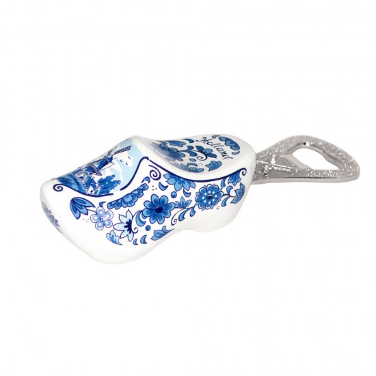 Klomp opener hout molen bloemen delfts blauw