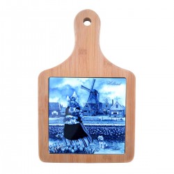 Käsebrett Hollandkachel Hunnik Landschaft Tulpenpflücker Delfter Blau groß Käsebrett Hollandkachel Hunnik Landschaft Tulpenpflücker Delfter Blau groß