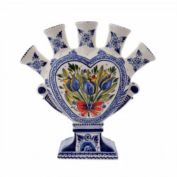Tulip vase delft blue polychrome colored tulips hand painted Tulip vase delft blue polychrome colored tulips hand painted
