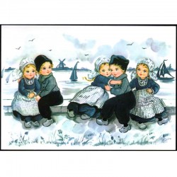 Ansichtkaart a6 kinderen nostalgisch blauw Ansichtkaart a6 kinderen nostalgisch blauw