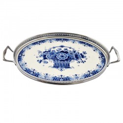 Royal delft blau serviertablett blumendekoration zinn Royal delft blau serviertablett blumendekoration zinn