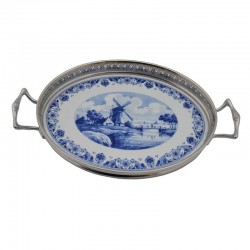 Royal delft blau crematablett mühle landschaft zinn Royal delft blau crematablett mühle landschaft zinn