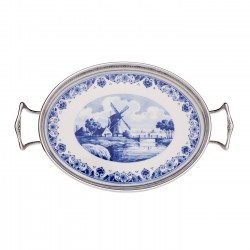 Royal delft blau crematablett mühle landschaft zinn Royal delft blau crematablett mühle landschaft zinn