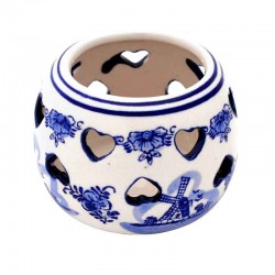Waxinehouder delfts blauw hart bloem Waxinehouder delfts blauw hart bloem