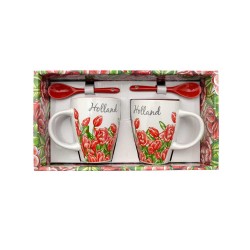 Geschenkset Becher Löffel Tulpen Farbe Holland 2 Stück Geschenkset Becher Löffel Tulpen Farbe Holland 2 Stück