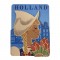Magnet tulips girl Holland houses 3-layer blue