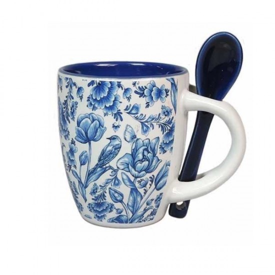 Geschenkset Becher mit Löffel Delfter Blau 2 Stück