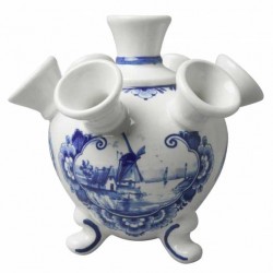 Tulip vase delft blue dutch windmills flowers large Tulip vase delft blue dutch windmills flowers large