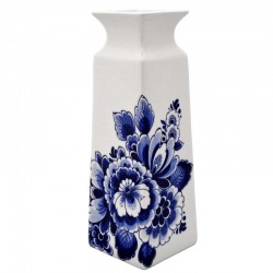Vase delft blue peacock flower rectangular large Vase delft blue peacock flower rectangular large